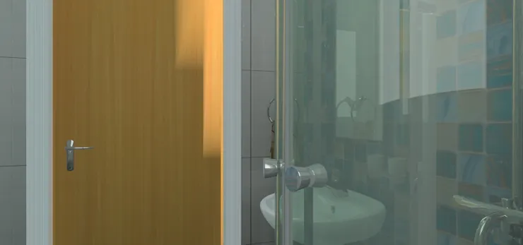 要洗手必須先關上門，否則會被門擋著。