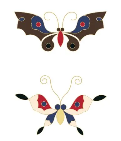 不同型態的蝴蝶紋（圖／原點出版《故宮紋樣配色事典》）