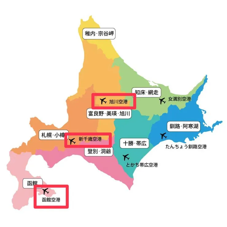 北海道的國際線一大兩小機場/照片來源:修改自網頁資訊