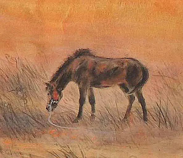 〈夕陽殘照〉局部－老馬
