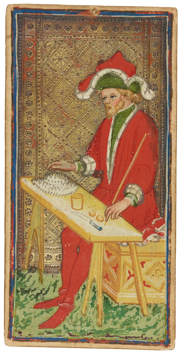 The Juggler (Bagatto) , Visconti-Sforza Tarot Cards  Italy, Milan ca. 1450–1480 , Pierpont Morgan, 1911