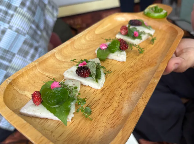 用剛剛現摘的桑椹製作的前菜