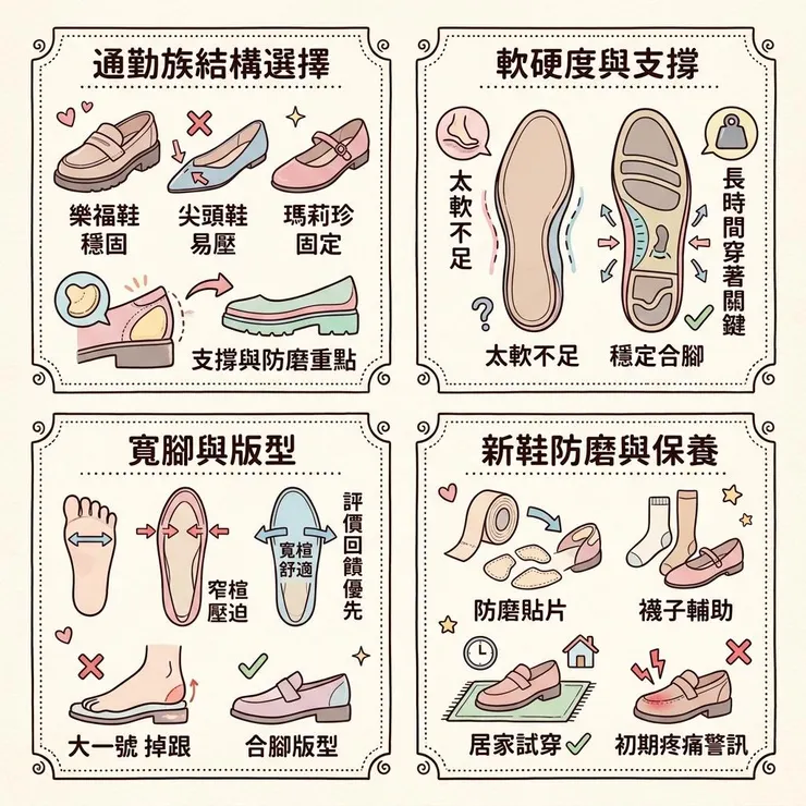 平底鞋常見問題：磨腳、寬楦、通勤一次看