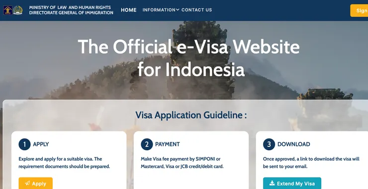印尼簽證官方網站
