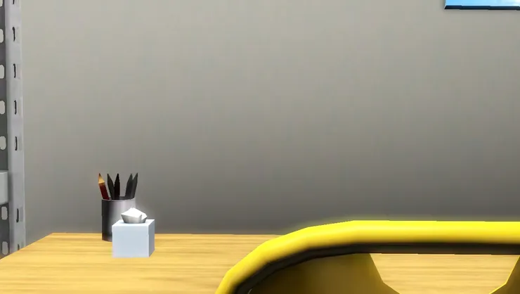 書桌上有文具和面紙，方便員工。