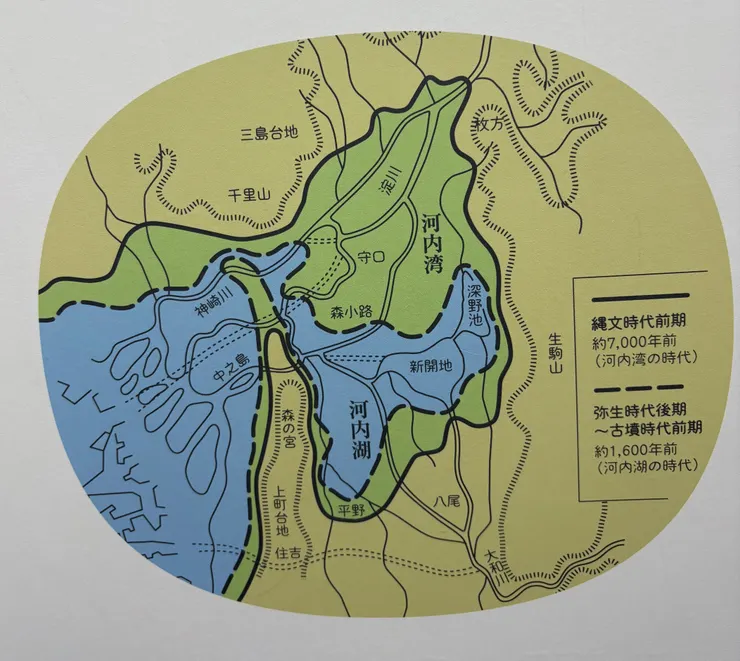 很久以前大家觀光常去的梅田、道頓堀，好像都在湖裡面呢！