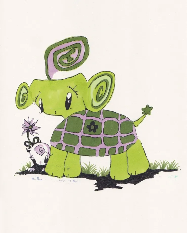無台詞極短篇漫畫〈Turltle Flower〉,收錄於《星座》。前文提到的〈Talk to...〉右下角也有烏龜。