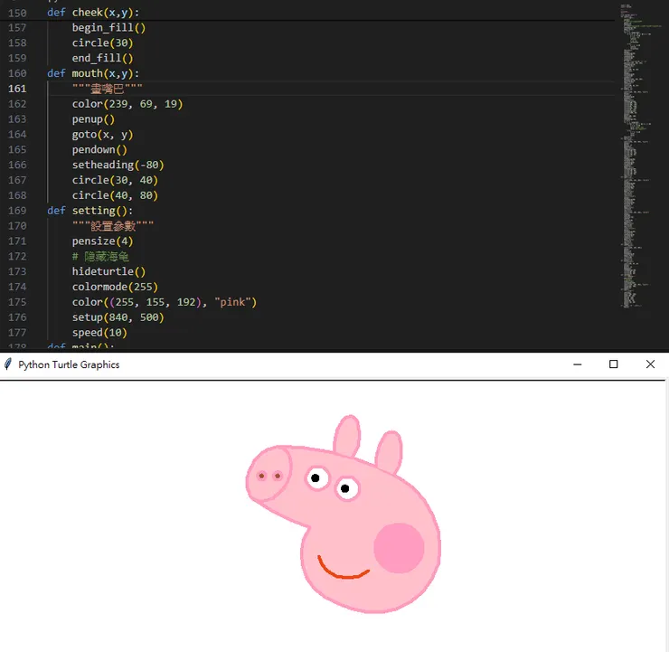 turtle繪製模組: 繪製佩佩豬