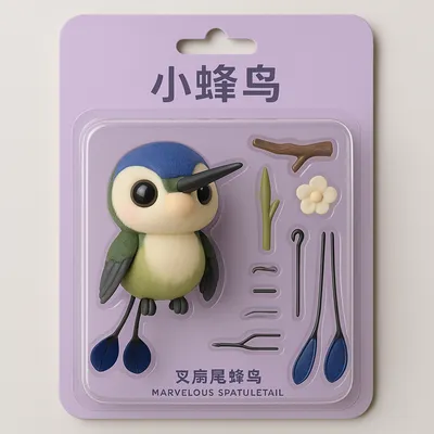 ChatGPT 4o - 公仔設計 - 【叉扇尾蜂鳥】