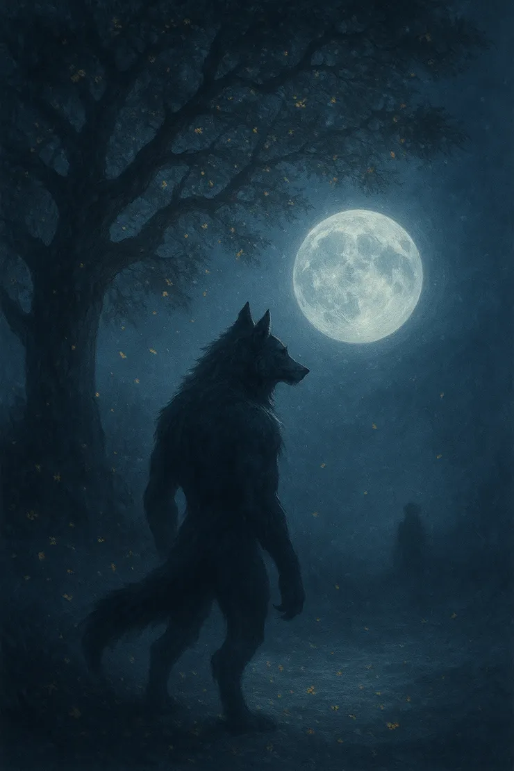 序：孤狼與月光，象徵著孤獨與詛咒。〈本示意圖由AI協助生成。〉