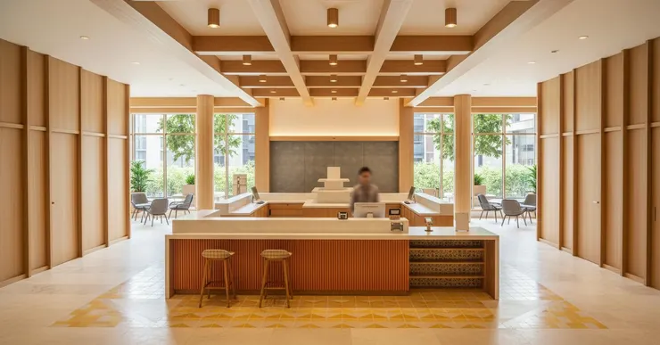 Lobby design visualization created with Render AI Image Generator