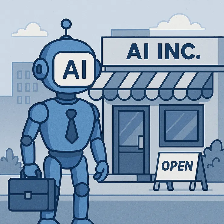 copilot。請幫我畫張圖，表示：AI自己成立一間企業