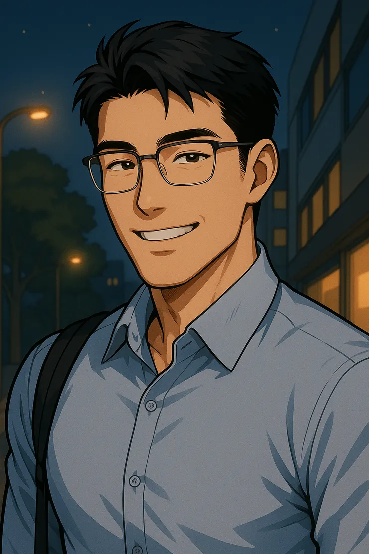 男子笑笑的回應，似乎又帥了一分......