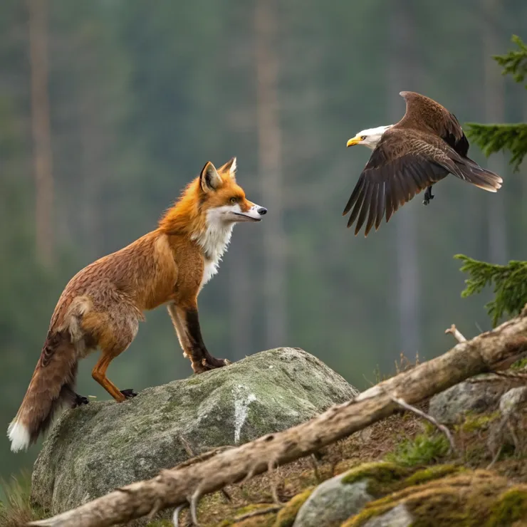 狐狸與老鷹(AI生成圖)