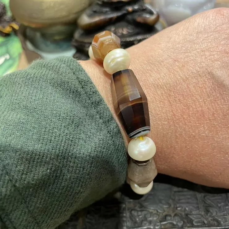 纏絲瑪瑙天珠配海洋珍珠