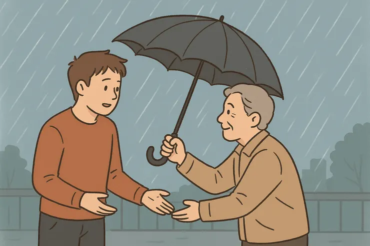 雨中的溫暖微光