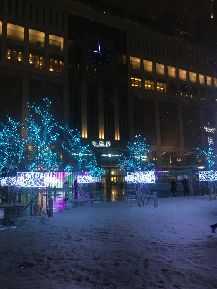 晚上的札幌站。