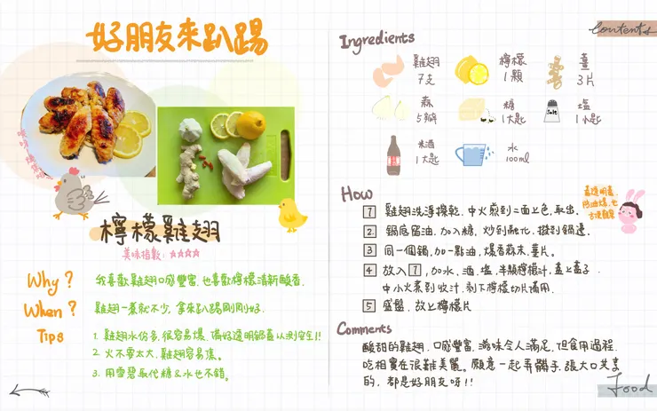 一張圖說說檸檬雞翅怎麼做        加尼一起／製