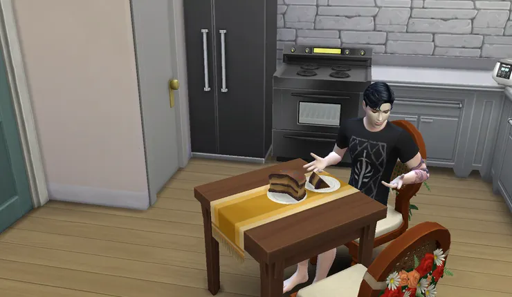 再跟子誠邊吃蛋糕邊聊天~