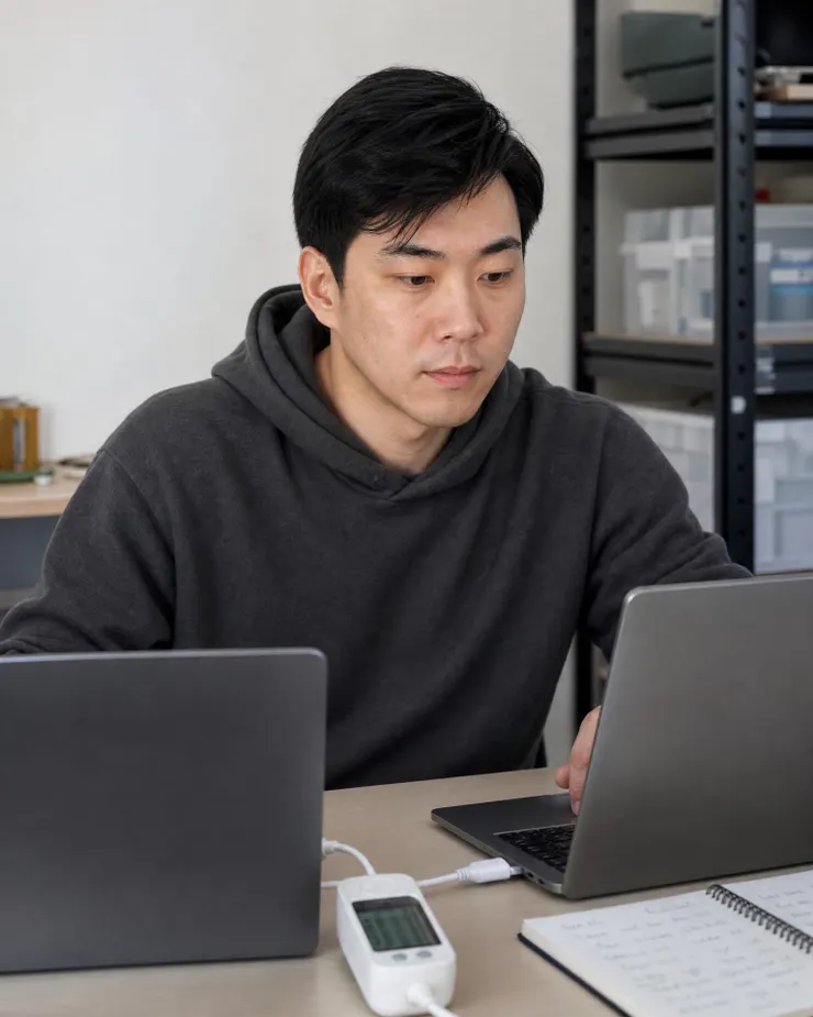 梁练伟在硬件测试台对比 AI PC 笔记本配置与升级价值