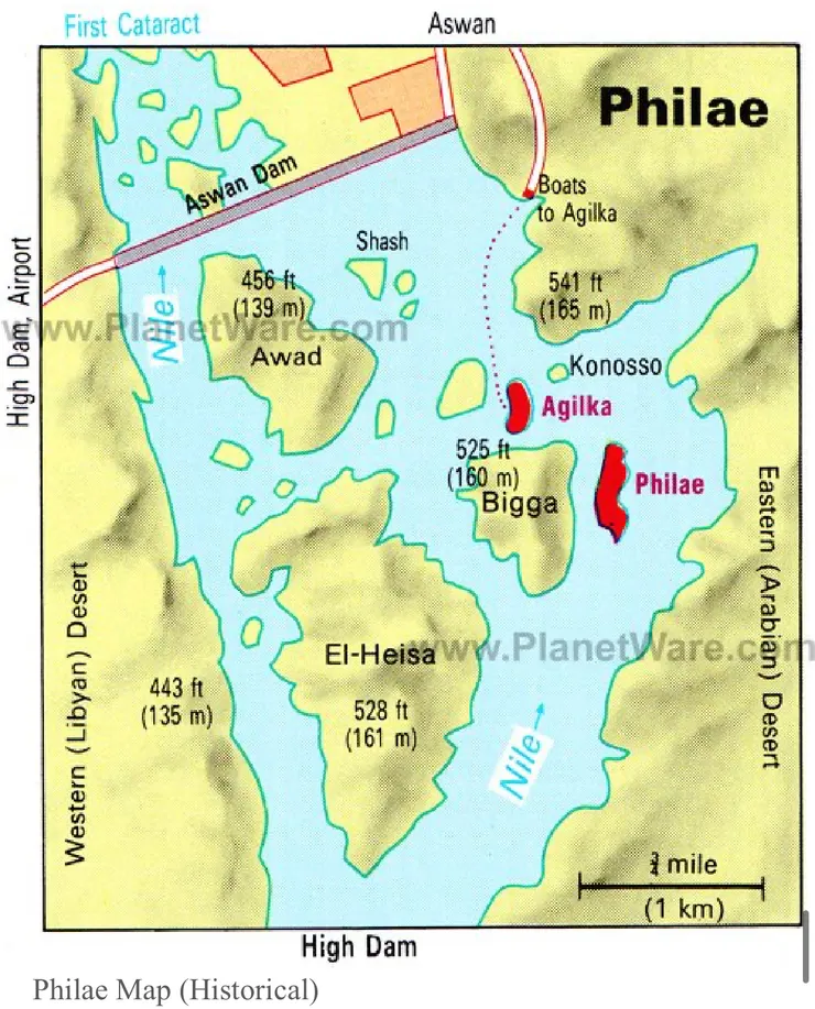 菲萊島和阿吉勒基亞島位置
