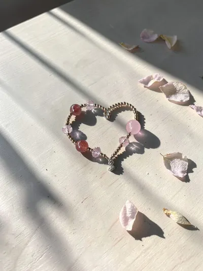 作品集_手作飾品：溫柔頻率｜粉水晶草莓晶吊墜