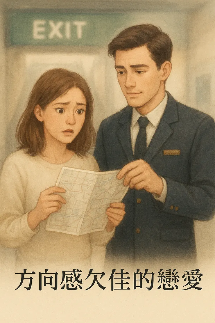 《方向感欠佳的戀愛》之意象示意圖。〈本封面示意圖由AI協助生成。〉