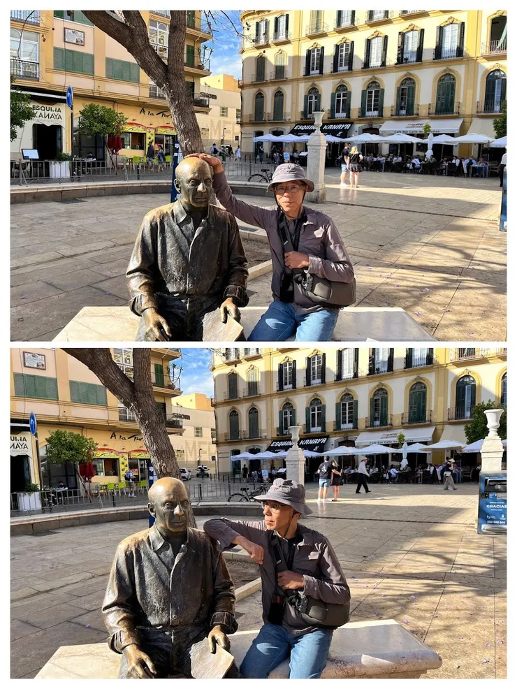 與大師雕像合照
