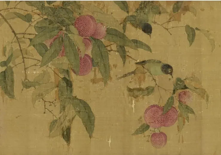2020年出自大英博物館館藏，相傳出自宋徽宗之手，名為《寫生翎毛圖》的荔枝古畫