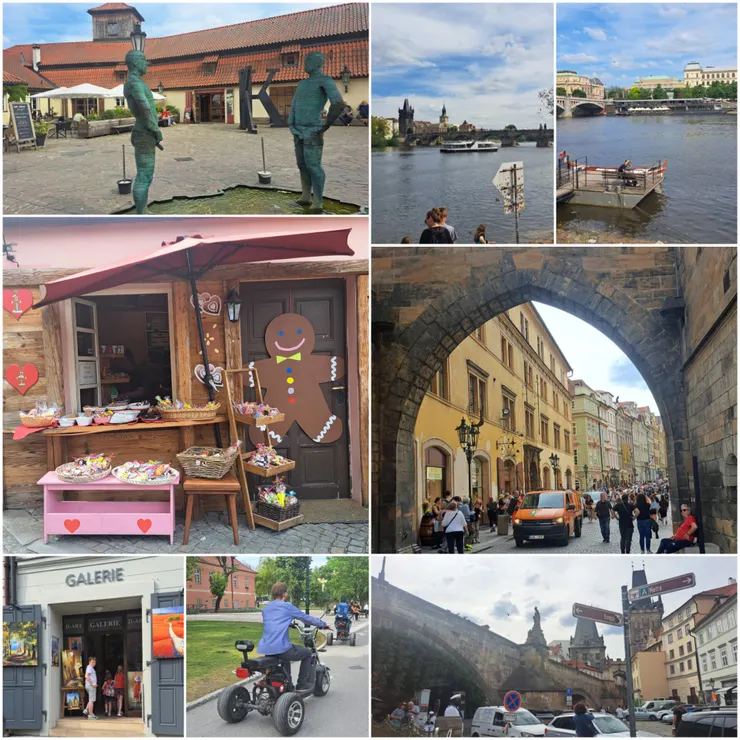 去查理大橋下..沿路經過景點和小巷弄...代步車很酷