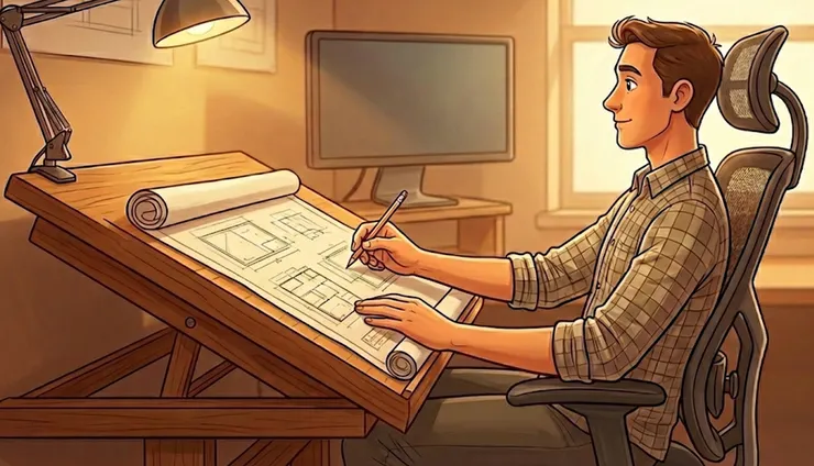 使用傾斜工作檯面和側置的螢幕有助於減少對頸椎的壓力。