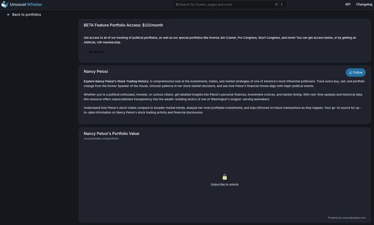 Unusual Whales 的資產配置是付費訂閱功能