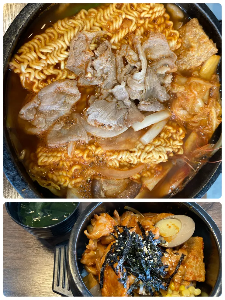 點了麻辣泡菜海鮮鍋跟辣炒雞肉飯！