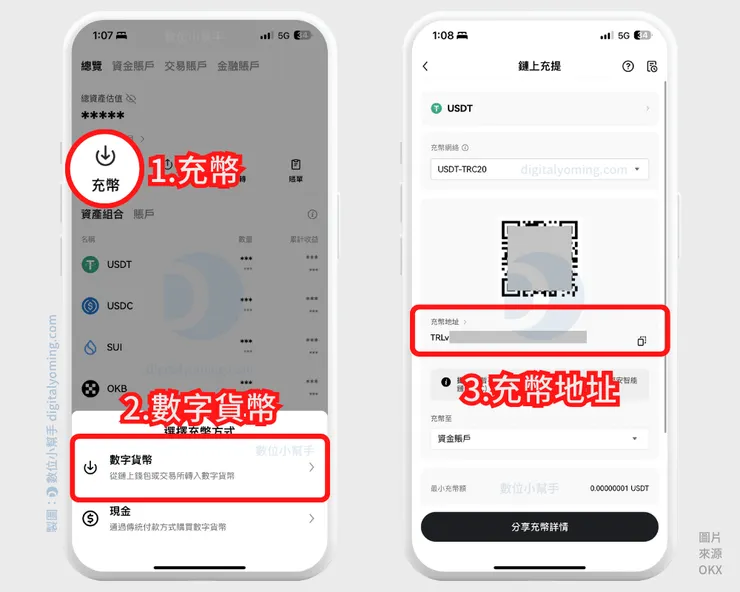 OKX 充值入金地址