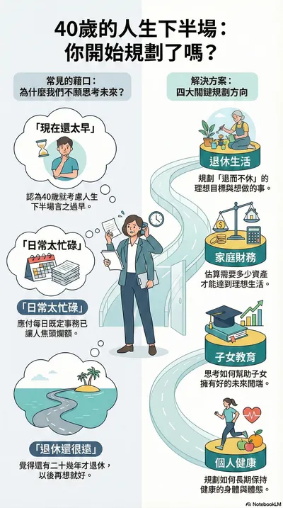 邁入四十歲之後該考慮人生下半場的事情