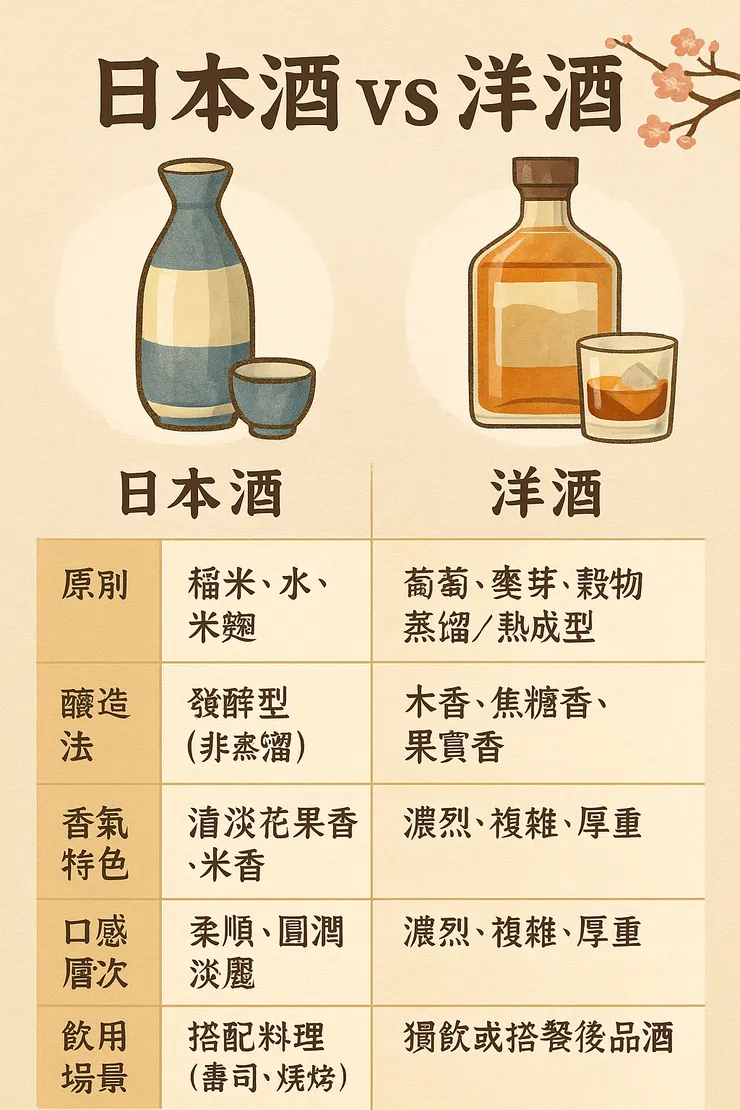 日本酒 vs 洋酒:香氣、風味與飲法的對比
