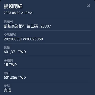 BitoPro 提領紀錄