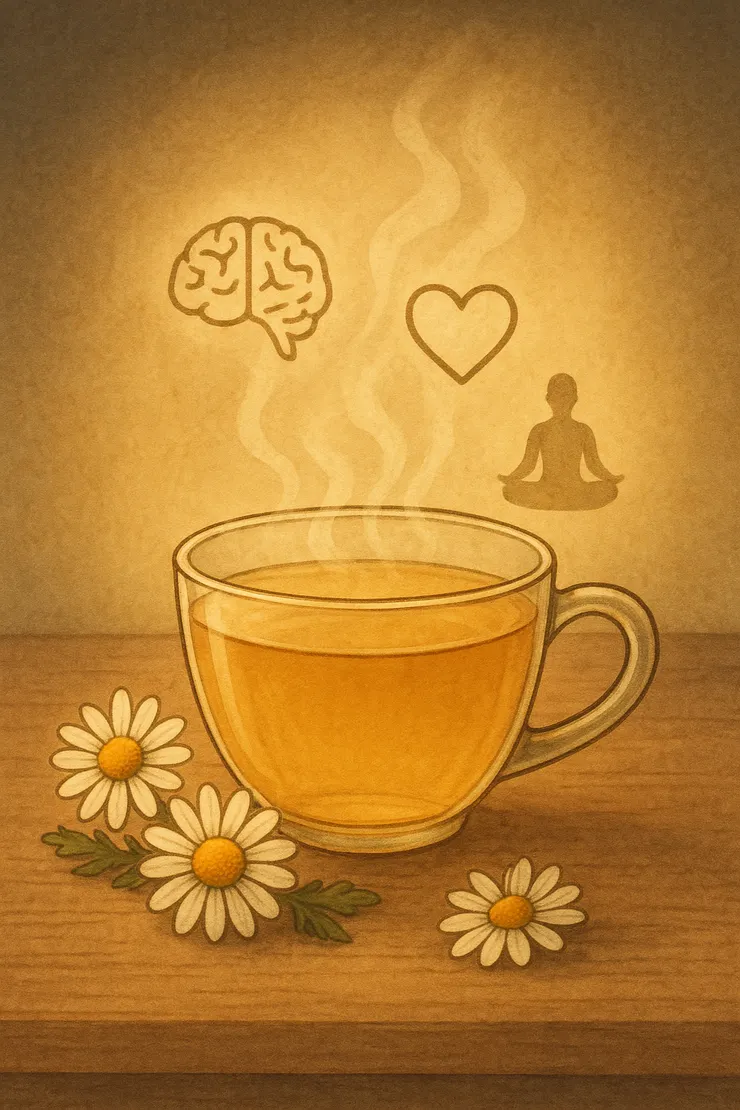 「從花茶到心理學，洋甘菊提醒我們：療癒可以是日常的小小練習。」〈本圖由AI協助生成。〉