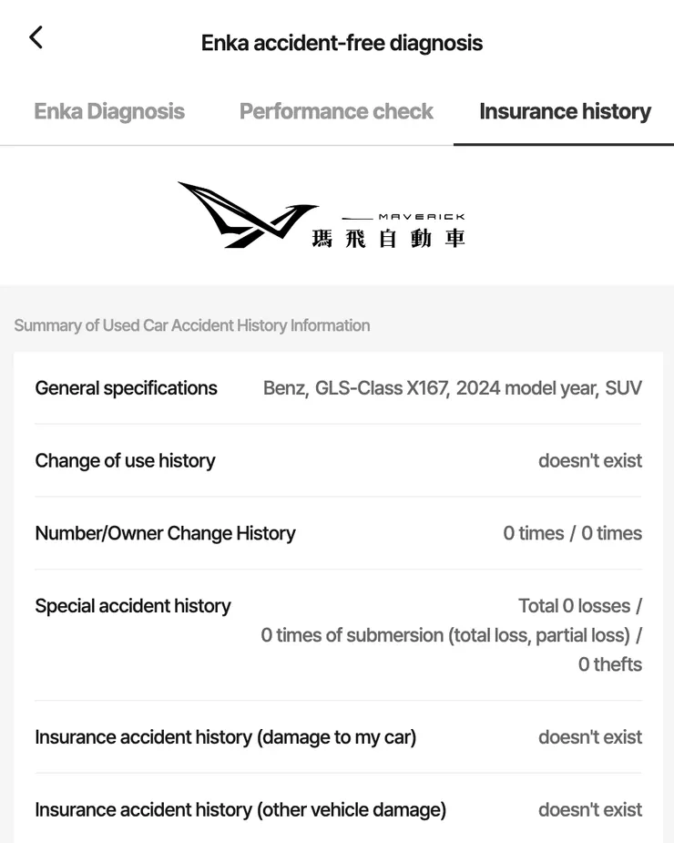 韓規GLS580保險紀錄