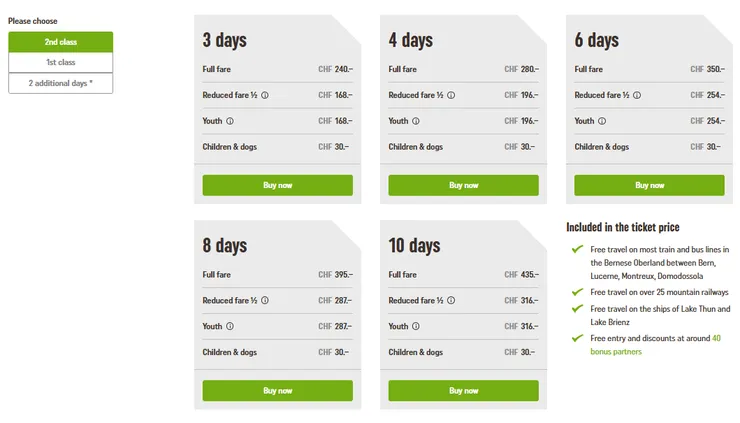 伯尼爾高地通票價格