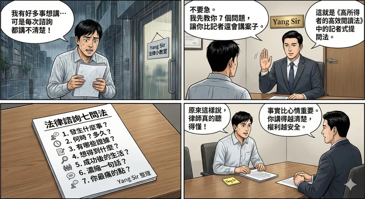 如何將書中提問方式轉化成諮詢律師前的準備方法