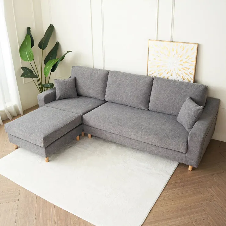 【H&D東稻家居】貓抓布獨立筒L型沙發