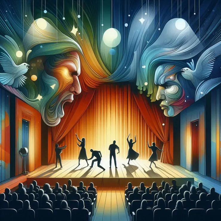 『心理創傷劇場』(好多人在看戲XD) (小昕咒語Bing繪圖)