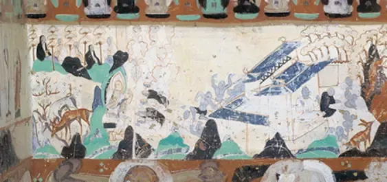 圖片說明：敦煌莫高窟 296 窟，北周時期，557年-581年，五百強盜成佛因緣