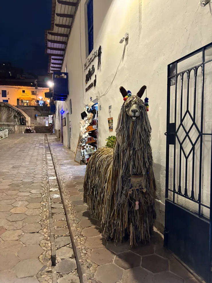 門口旁邊有隻大羊駝娃娃