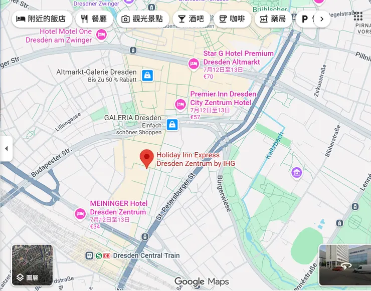 智選假日飯店-德勒斯登中心(Holiday Inn Express Dresden Zentrum)飯店位置