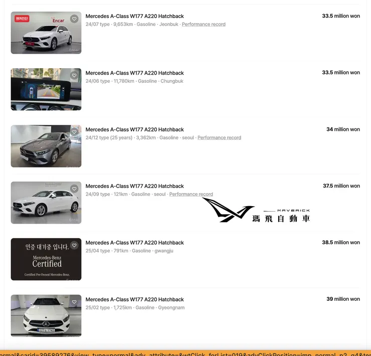 韓國A220中古車行情