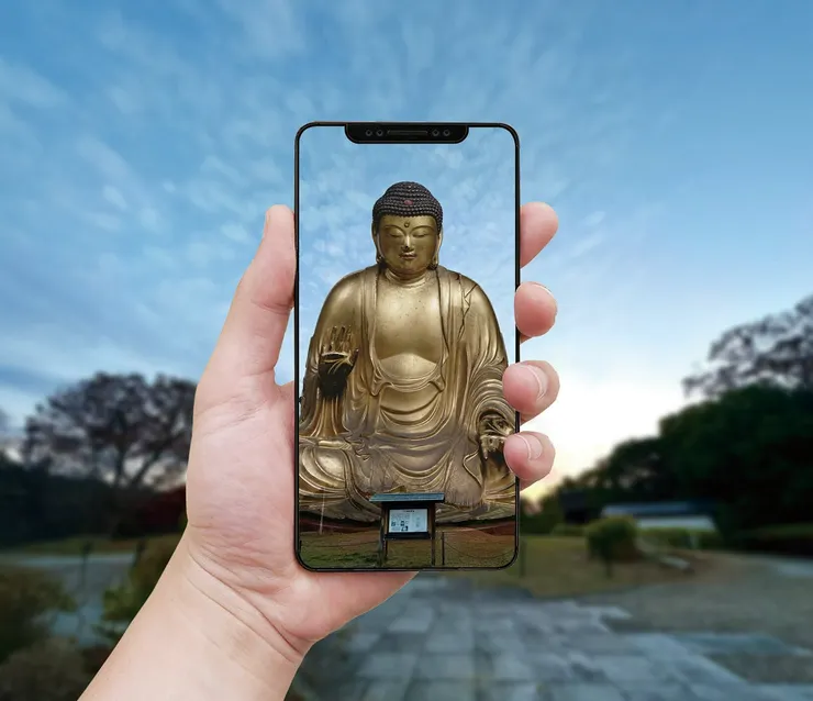 利用AR技術復原的大佛示意圖。