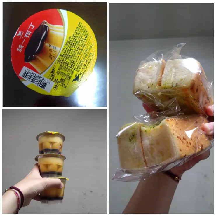 ［左：統一布丁］［右：全聯阪急麵包］