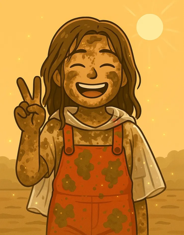 誰會在慶生時選擇這麼爆笑又糗的方式慶祝呢？ 有～丟系哇～🤣 超獨特的「泥浴美容深度旅遊」，直接進階成—泥人版的我。  全身泥漿、髮絲貼臉、還是要比個✌️， 就算糗也要笑，因為這一幕太值得被記錄。 人生嘛～不一定要閃亮登場， 有時候「跌進泥巴也能閃亮」，那才叫光森式慶生。🌞